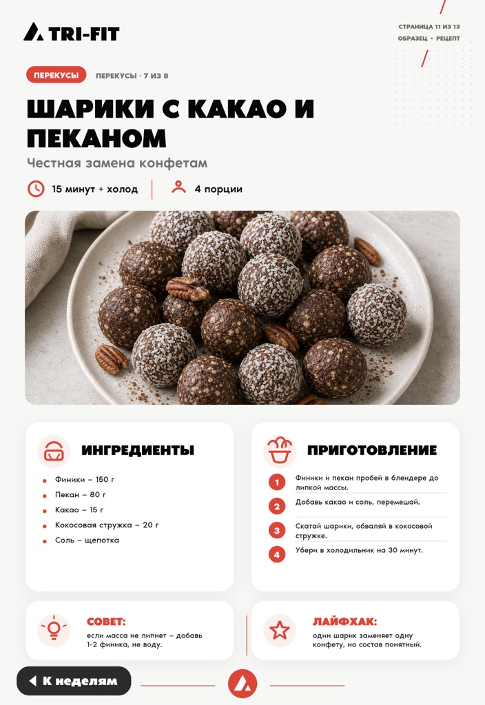Пример десерта из книги TRI-FIT